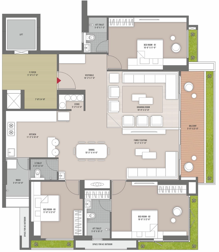 3 BHK Flat in Sunrise Rehvassa Stately in Koba, Gandhinagar - Image 694200