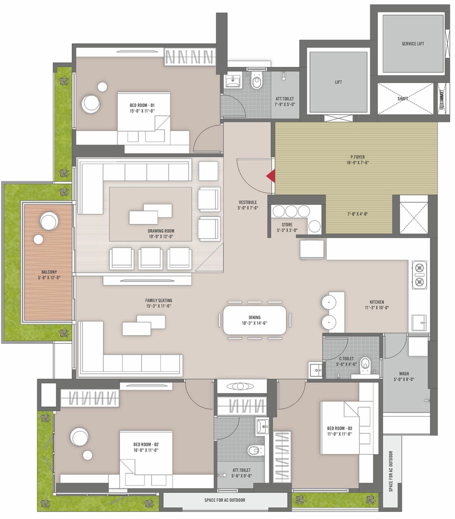 3 BHK Flat in Sunrise Rehvassa Stately in Koba, Gandhinagar - Image 694201