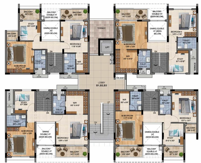 Floor Plan of Radiance Floresta in Hennur Road, Bangalore - Image 102596
