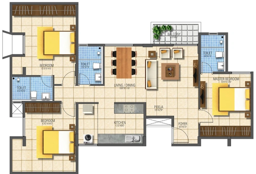 3 BHK Flat in GRC Subhiksha in Sarjapur, Bangalore - Image 696301
