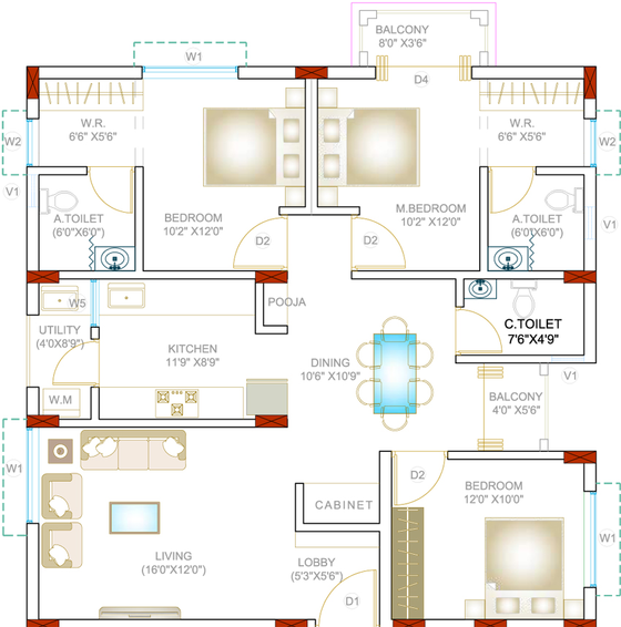 3 BHK Flat in Regal Prelude in KR Puram, Bangalore - Image 694487