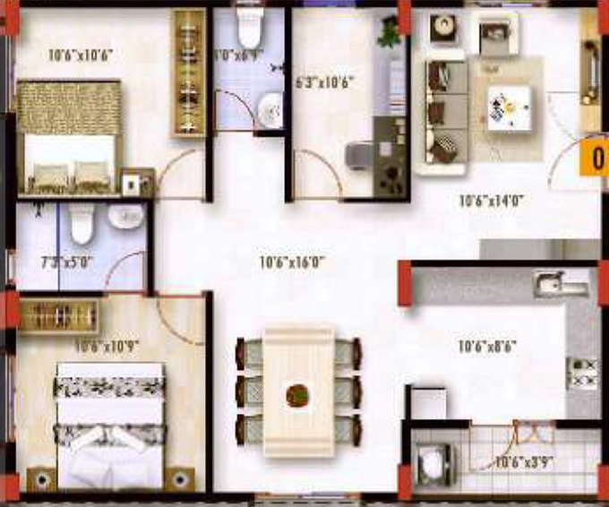 2.5 BHK Flat in Fineline Bliss in Rachenahalli, Bangalore - Image 821121