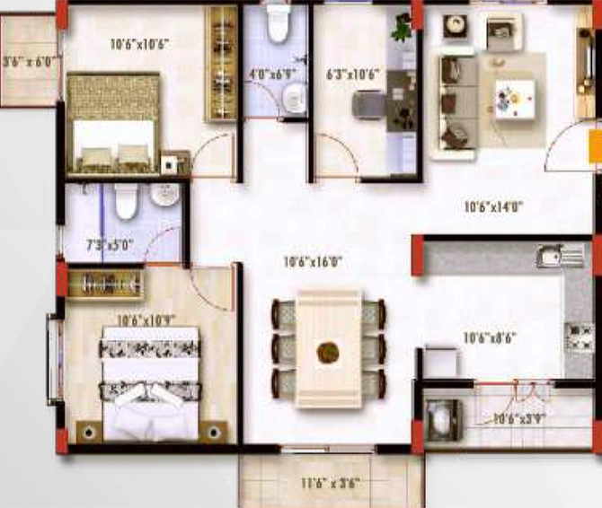 2.5 BHK Flat in Fineline Bliss in Rachenahalli, Bangalore - Image 821122