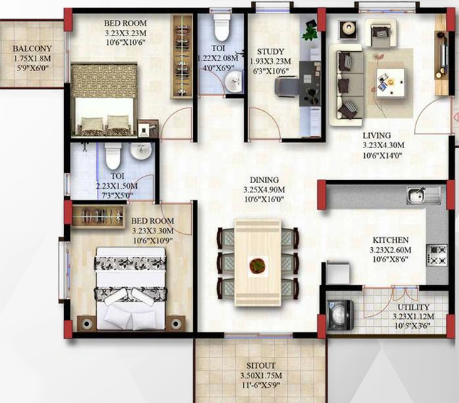 2.5 BHK Flat in Fineline Bliss in Rachenahalli, Bangalore - Image 821123