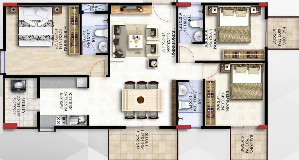 3 BHK Flat in Fineline Bliss in Rachenahalli, Bangalore - Image 821125