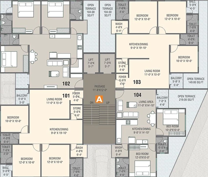 Floor Plan of Aaradhya Ornate in Sama Savli Road, Vadodara - Image 181588