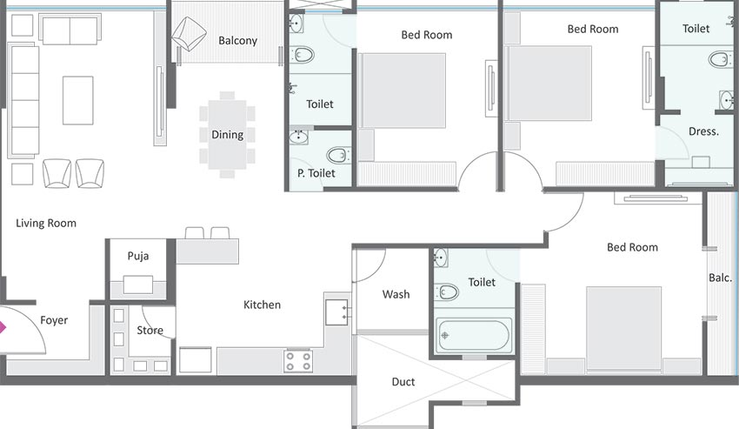 3 BHK Flat in Meraki One in Alkapuri, Vadodara - Image 821599