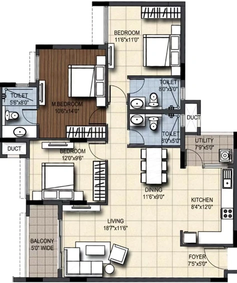3 BHK Flat in Sankalp Square in Devinagar, Bangalore - Image 821468
