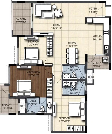 3 BHK Flat in Sankalp Square in Devinagar, Bangalore - Image 821469