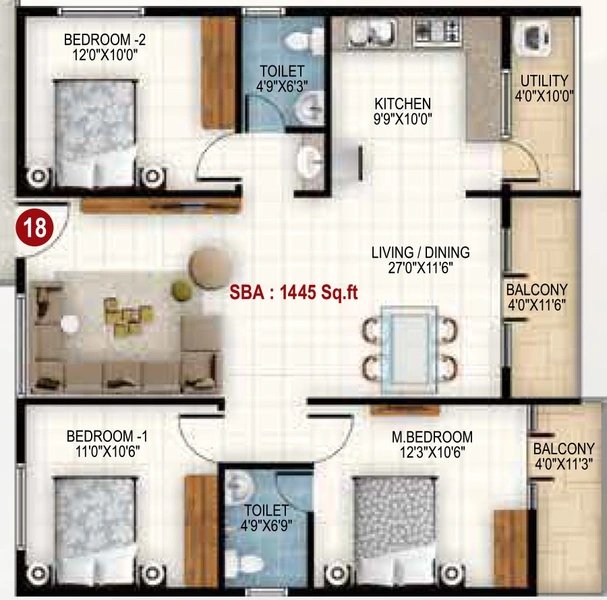 3 BHK Flat in Srinis Urbane in Volagerekallahalli, Bangalore - Image 821093
