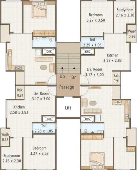 Floor Plan of Mukhi Eshanti Heights in Kareli Baug, Vadodara - Image 184603
