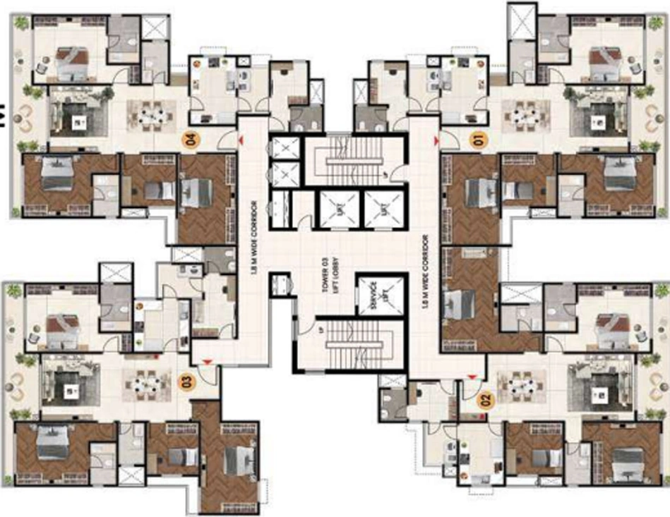 Floor Plan of Prestige Raintree Park in Whitefield, Bangalore - Image 147919