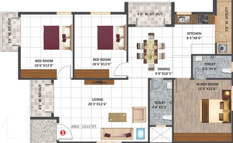 3 BHK Flat in Habulus Symphony in Electronic City, Bangalore - Image 697743