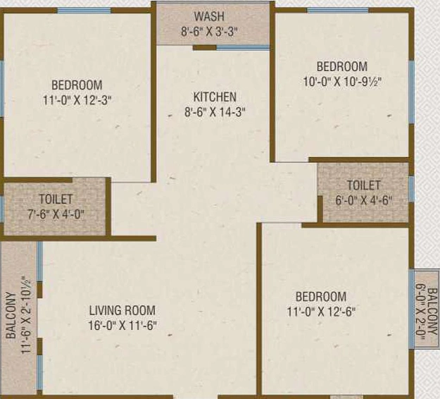 3 BHK Flat in Mahalaxmi Rang Raas Residency in Gotri, Vadodara - Image 823849