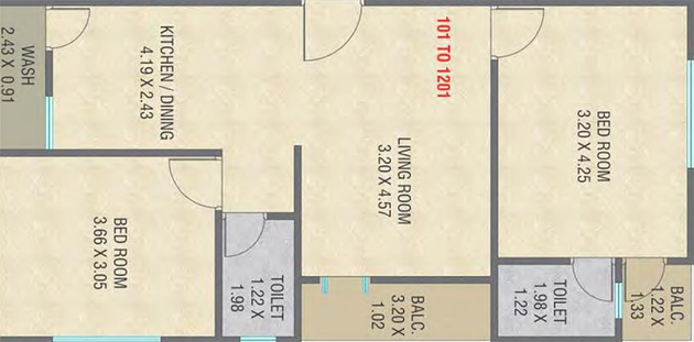 2 BHK Flat in Mangalam Radha Krishna Heights in Gotri, Vadodara - Image 823856