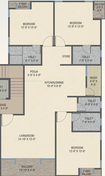 3 BHK Flat in Prime Green Emerald in Alkapuri, Vadodara - Image 821302