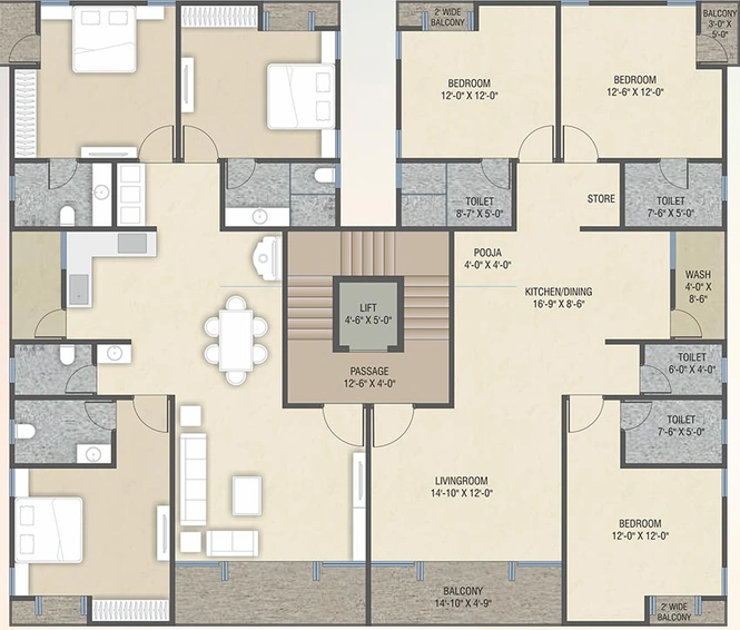 Floor Plan of Prime Green Emerald in Alkapuri, Vadodara - Image 185036