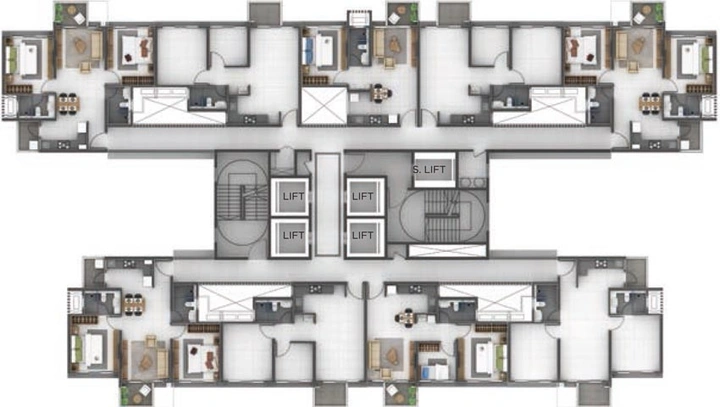 Floor Plan of Amanora Gold Towers in Hadapsar, Pune - Image 104361