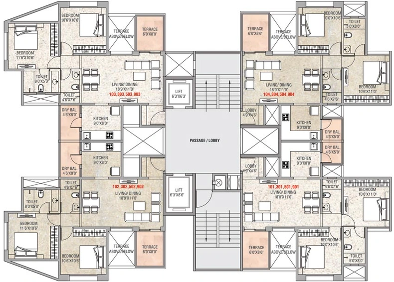 Floor Plan of ANP Royal Elegance in Rahatani, Pune - Image 104428