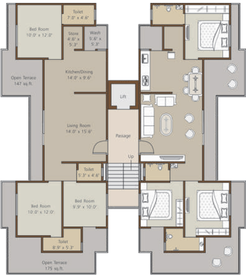 Floor Plan of Dwarkesh Highview in Tarsali, Vadodara - Image 166071