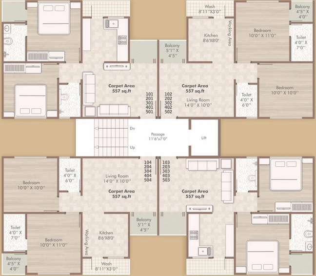Floor Plan of Shreeji Sahaj Residency in Kareli Baug, Vadodara - Image 166040