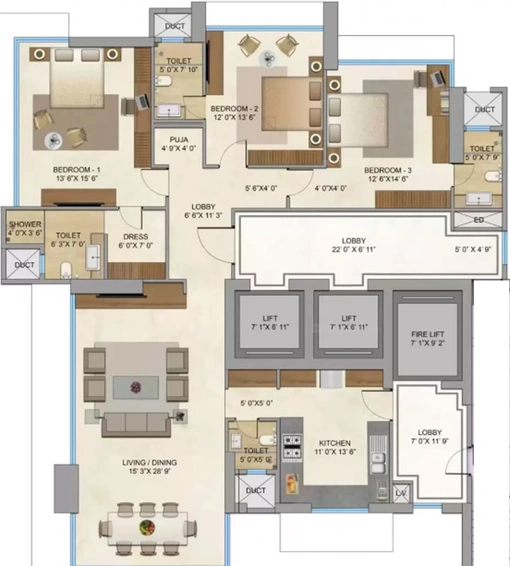 3 BHK Flat in Rohan Aquino in Prabhadevi, Mumbai - Image 454669