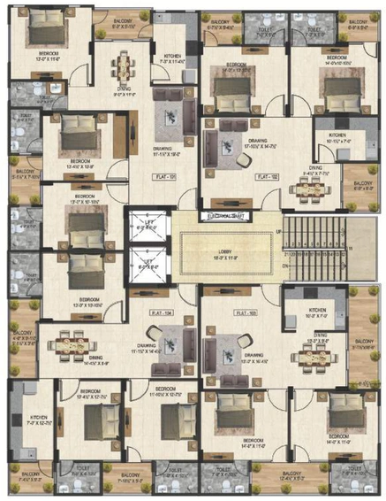 Floor Plan of The Grand Fortune in Sirsi Road, Jaipur - Image 147164