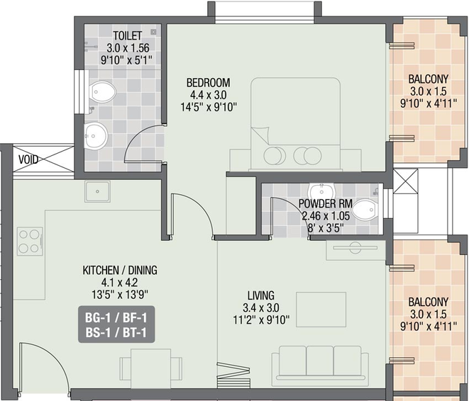 1 BHK Flat in Acron Candolim Manolita in Candolim, Goa - Image 809377