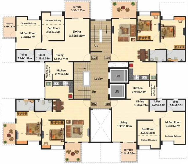 Floor Plan of Nyati Elan in Wagholi, Pune - Image 104709