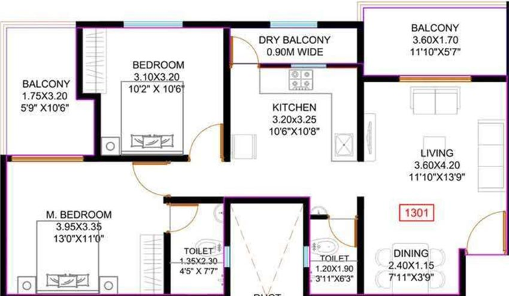 2 BHK Flat in Audumbar Marigold Calendula in Pimple Nilakh, Pune - Image 703473