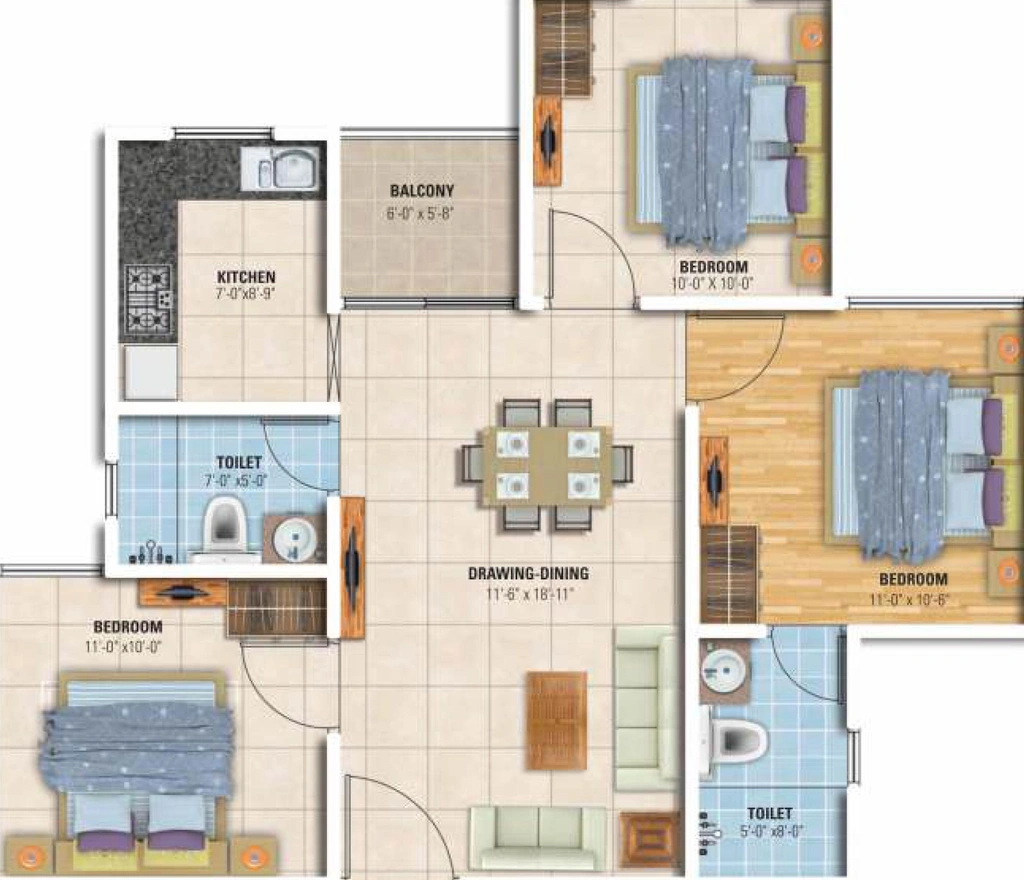 3 BHK Flat in Manglam Dwarika in Ajmer Road, Jaipur - Image 816726