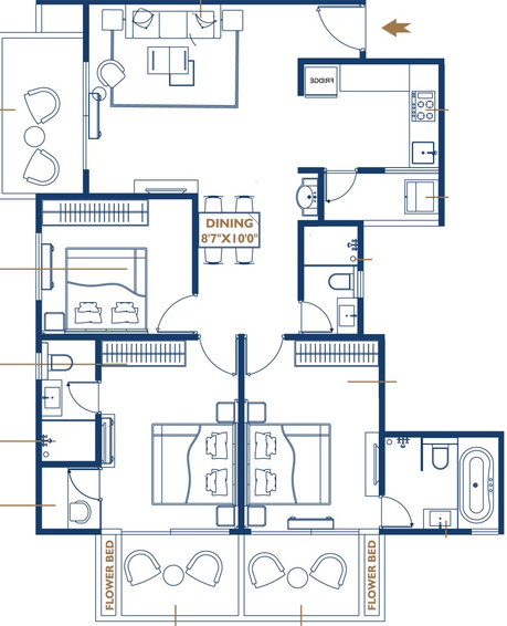 3 BHK Flat in Oxy Beaumonde in Viman Nagar, Pune - Image 703647