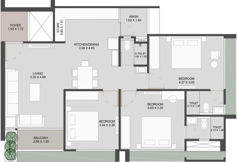 3 BHK Flat in Ekta Pramukh 52 in Adalaj, Gandhinagar - Image 703686