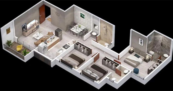 3 BHK Flat in Roongta Florenza in Govind Nagar, Nashik - Image 824236