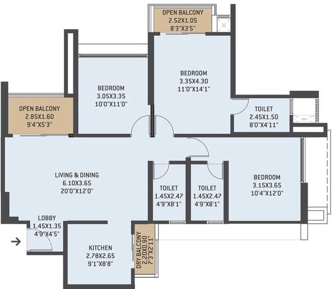 3 BHK Flat in VTP Altair in Kharadi, Pune - Image 705323