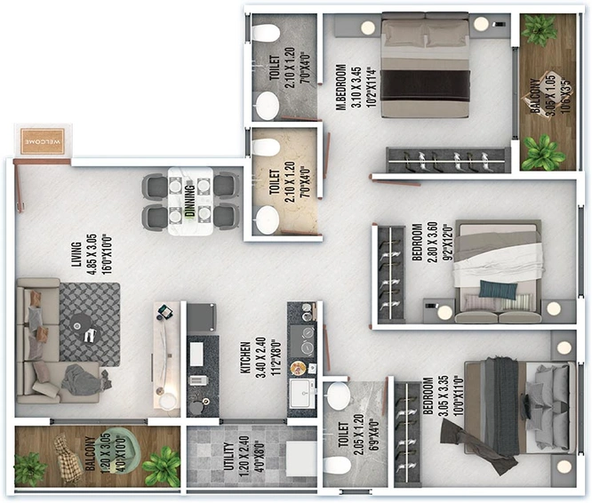 3 BHK Flat in Shilpa Madhuvan in Nashik Road, Nashik - Image 814609