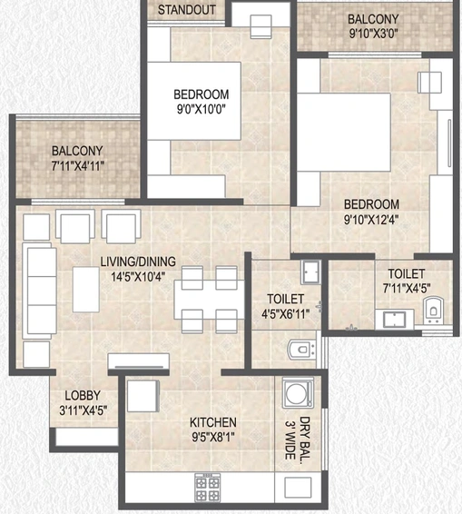 2 BHK Flat in Destination Mangalam Marvel in Charholi, Pune - Image 703885