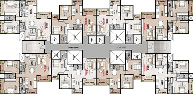 Floor Plan of Omkar Towers in Panchavati, Nashik - Image 194438