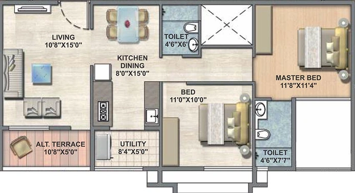 2 BHK Flat in Thakker Empire Belleza in Gangapur Road, Nashik - Image 814612
