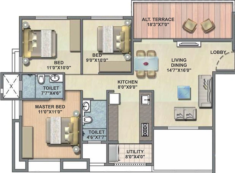 3 BHK Flat in Thakker Empire Belleza in Gangapur Road, Nashik - Image 814613