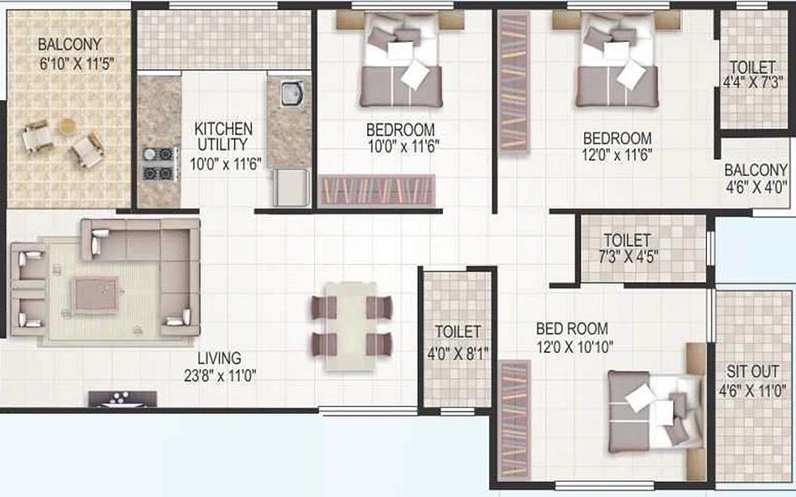 3 BHK Flat in Roongta Shree Tirumala Riviera in Gangapur Road, Nashik - Image 814603