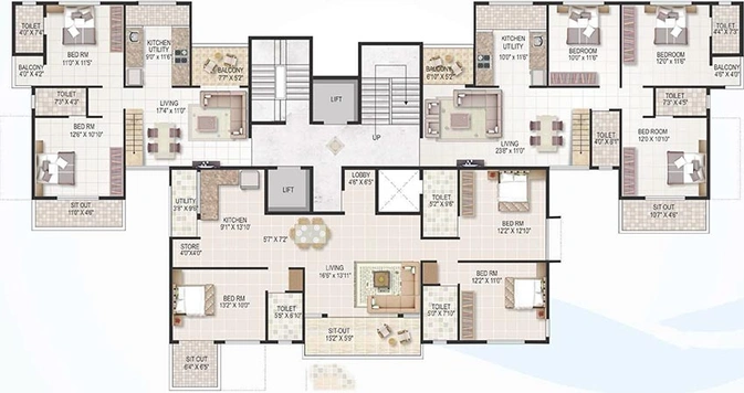 Floor Plan of Roongta Shree Tirumala Riviera in Gangapur Road, Nashik - Image 165076