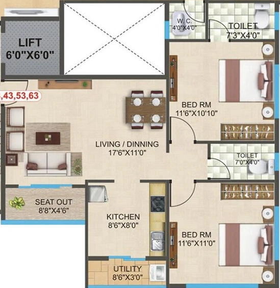 2 BHK Flat in City Godavari Residency in Dwarka, Nashik - Image 814616