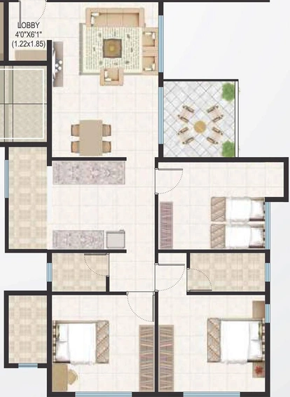 3 BHK Flat in Shree Tirumala Hari Charan in Gangapur Road, Nashik - Image 814151
