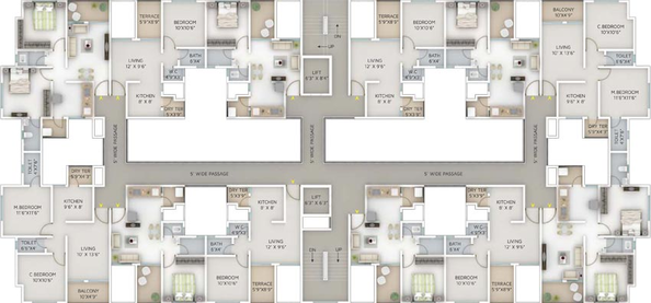 Floor Plan of Fortune Empress in Handewadi, Pune - Image 105567