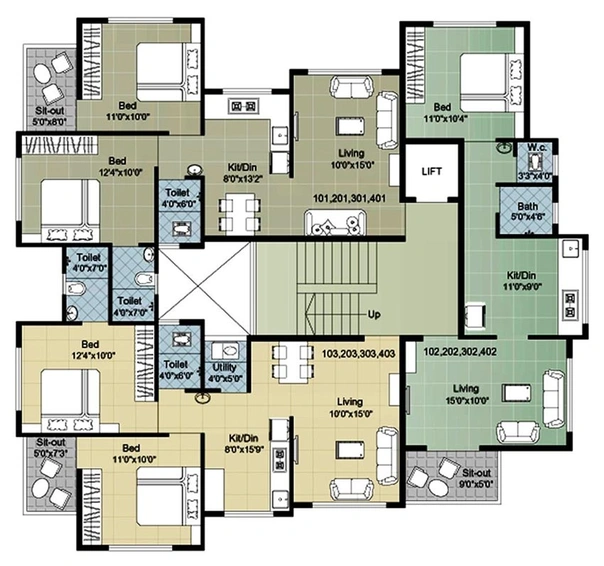 Floor Plan of ARN Amar Apartment in Indira Nagar, Nashik - Image 161554
