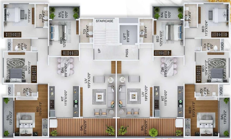 Floor Plan of Balaji Paradise Residency in Akurdi, Pune - Image 105417