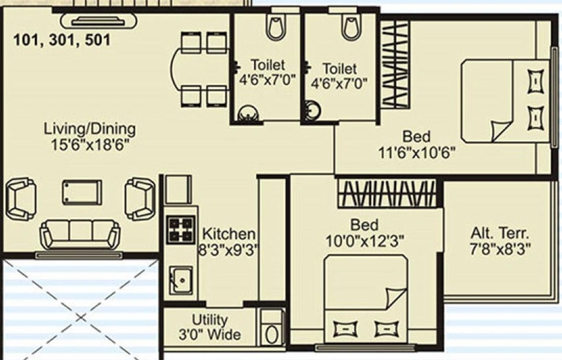 2 BHK Flat in Ravi Ashmika Heights in Gangapur Road, Nashik - Image 813700