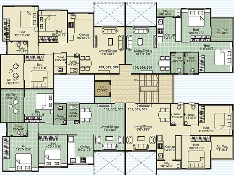Floor Plan of Ravi Ashmika Heights in Gangapur Road, Nashik - Image 160957