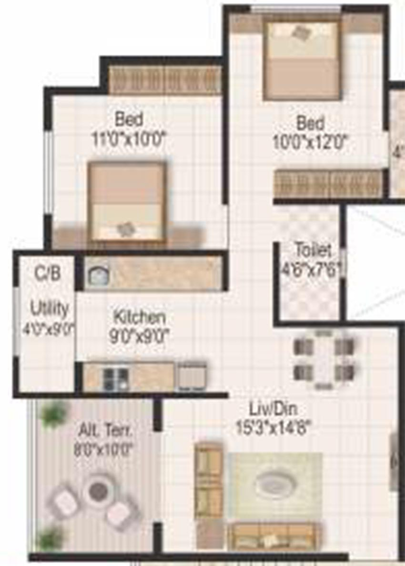 2 BHK Flat in Radhe Govinda Park in Pathardi Phata, Nashik - Image 813777